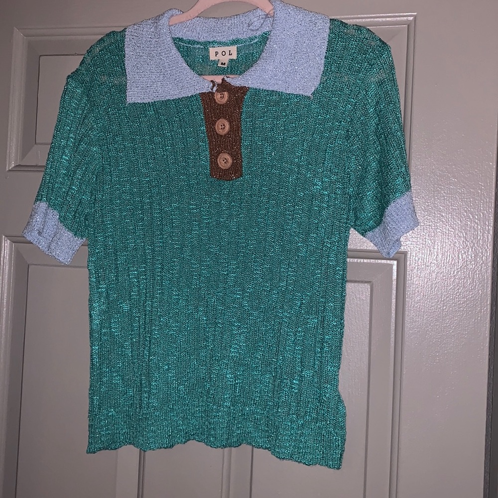 Pol brand multi color collar top with functional buttons! Brand New!